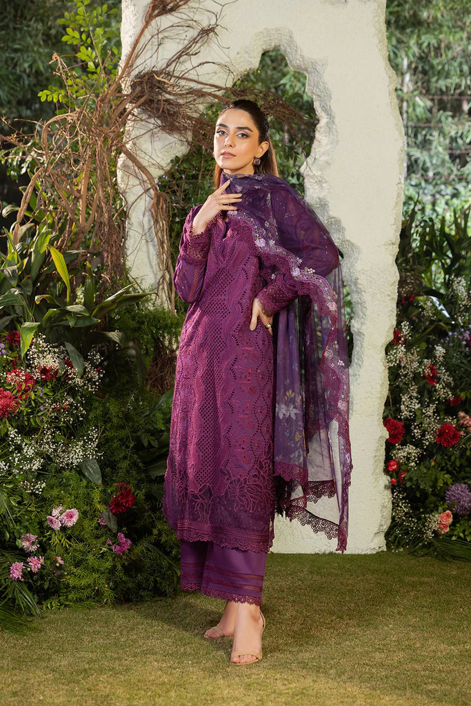 Dhanak-3PC Embroidered Shirt with Organza Digital Printed Embroidered Dupatta- 3381
