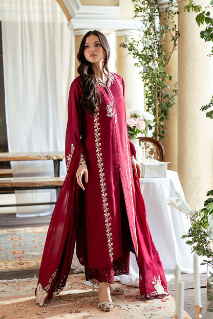 Dhanak 3PC Embroidered Shirt with Dhanak Embroidered Dupatta-3431