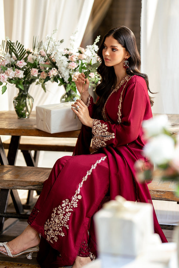 Dhanak 3PC Embroidered Shirt with Dhanak Embroidered Dupatta-3431