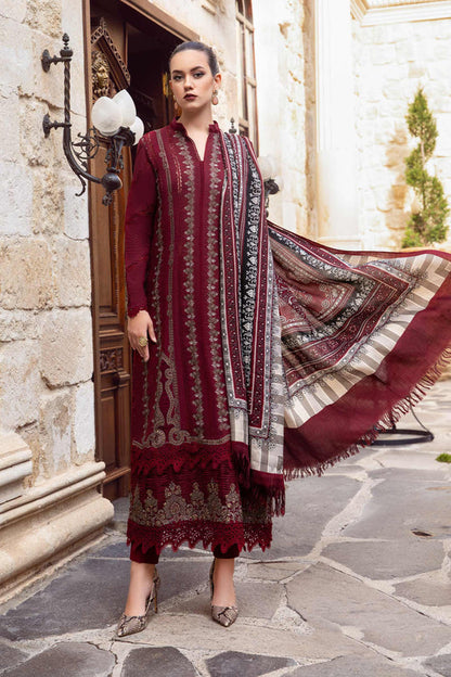 Dhanak-3PC Embroidered Shirt with Digital Printed Wool Shawl -3427