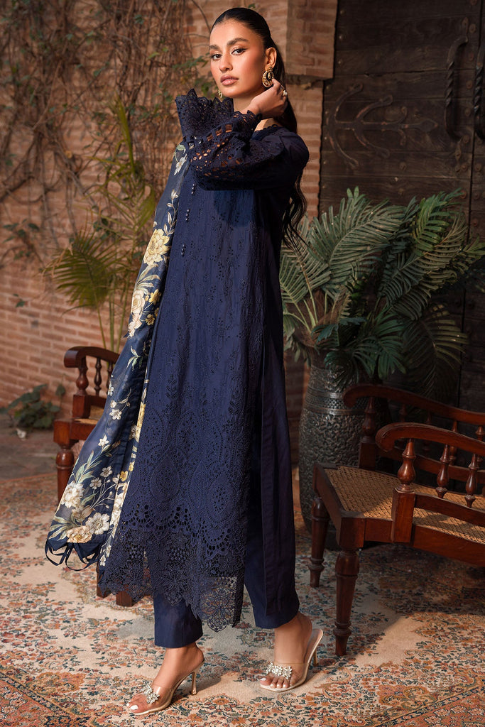 EMBROIDERED 3PC Dhanak Embroidered Shirt With Digital Printed Shawl-2002