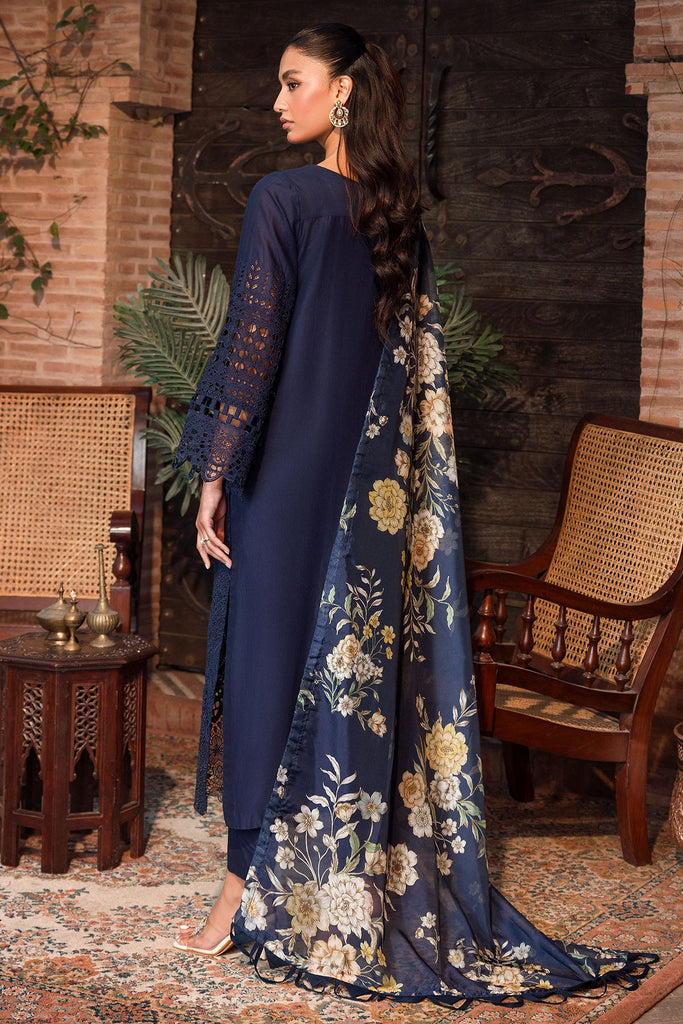 EMBROIDERED 3PC Dhanak Embroidered Shirt With Digital Printed Shawl-2002