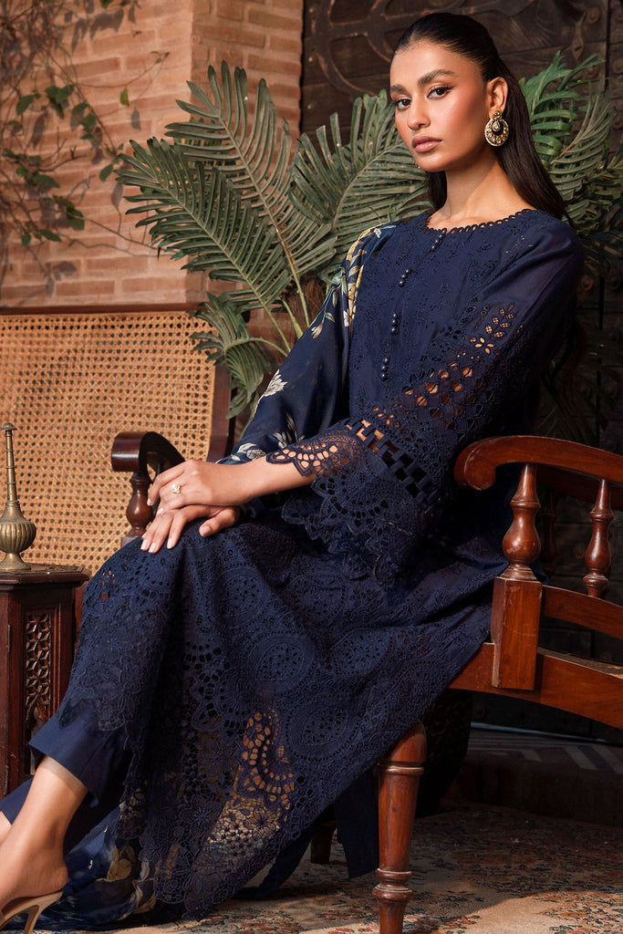 EMBROIDERED 3PC Dhanak Embroidered Shirt With Digital Printed Shawl-2002