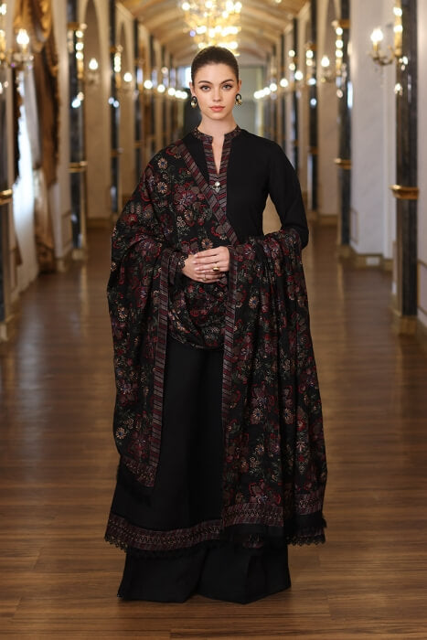 Dhanak-3PC Embroidered Shirt with Dhanak Embroidered Shawl-189