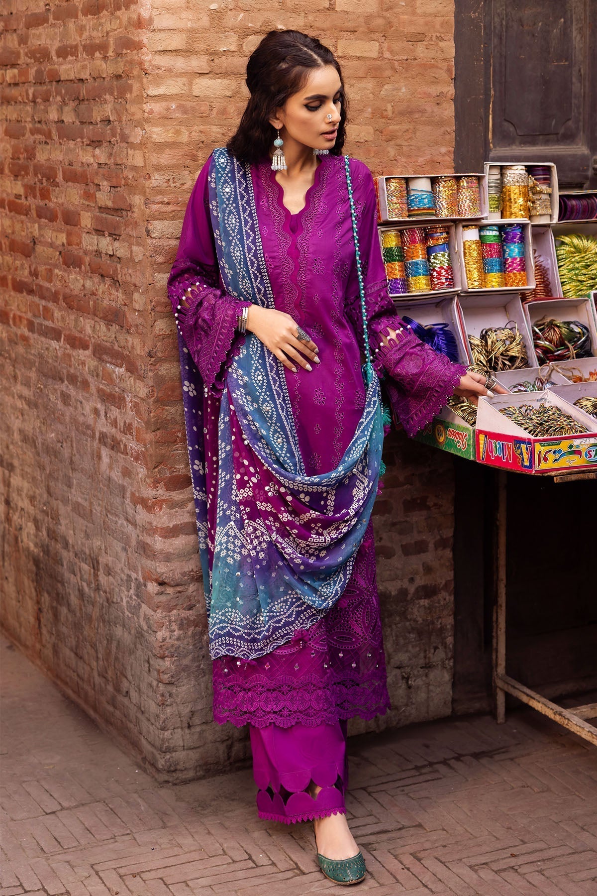 Lawn-3PC Embroidered Shirt with Digital Printed Jacquard Dupatta-1205