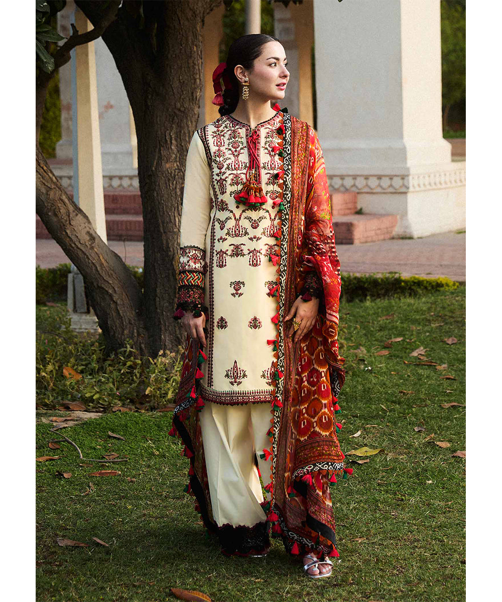 Luxury Dhanak 3PC Embroidered With Digital Printed Wool Shawl-177
