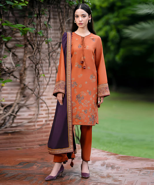 Dhanak 3PC Embroidered Shirt With Dhanak Embroidered Dupatta-221