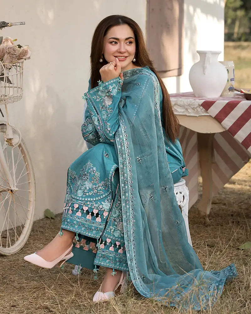 Dhanak-3PC Embroidered Shirt with Chiffon Embroidered Dupatta-3276