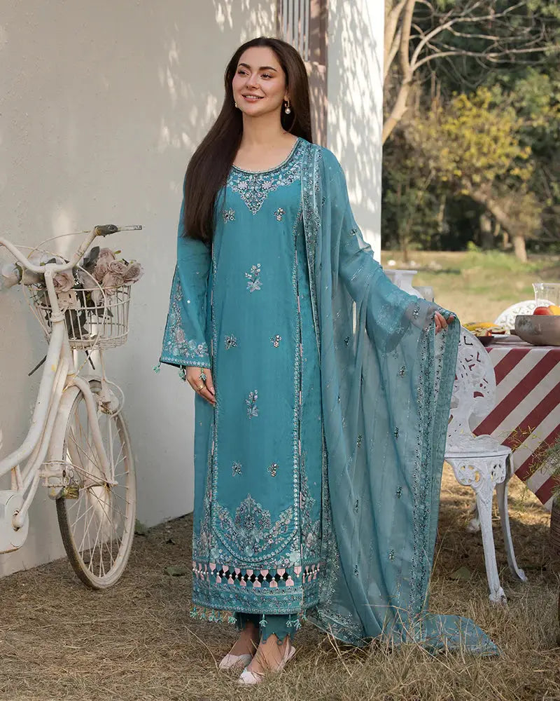 Dhanak-3PC Embroidered Shirt with Chiffon Embroidered Dupatta-3276