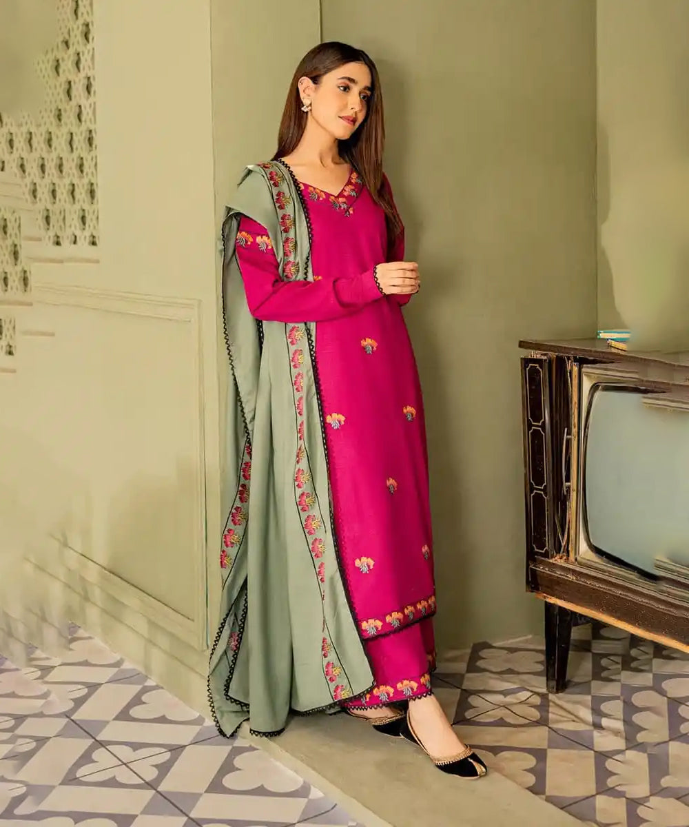 Lawn-3PC Embroidered Shirt with Lawn Embroidered Dupatta- 1173