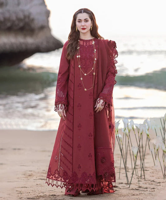 Lawn-3PC Embroidered Shirt with Organza Embroidered Dupatta-1134