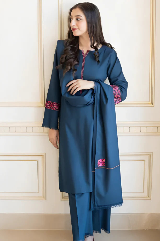 Dhanak 3PC Embroidered With Dhanak Embroidered Dupatta-615