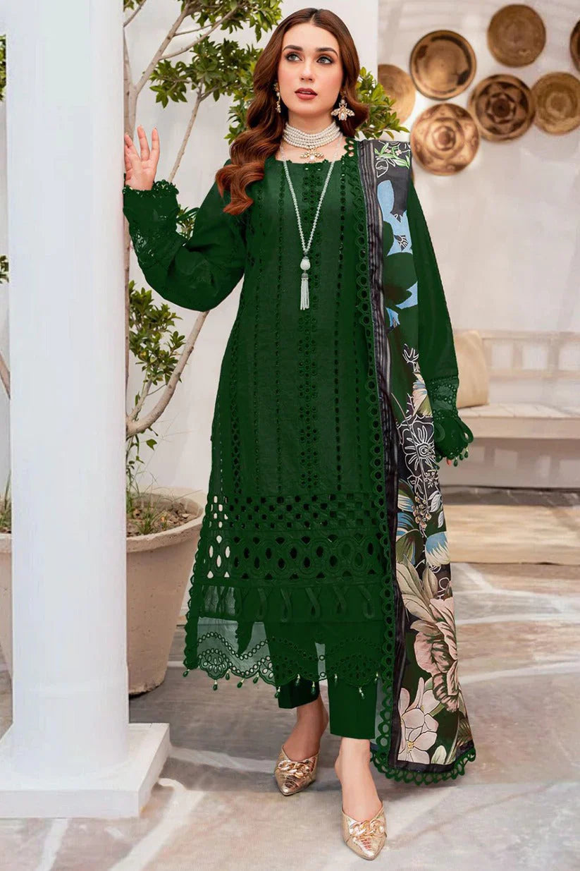 Dhanak-3pc Embroidered Shirt With Digital Printed Wool Shawl-3159