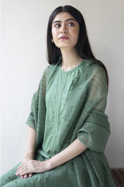 Dhanak-3PC Embroidered Shirt With Organza Embroidered Dupatta-140