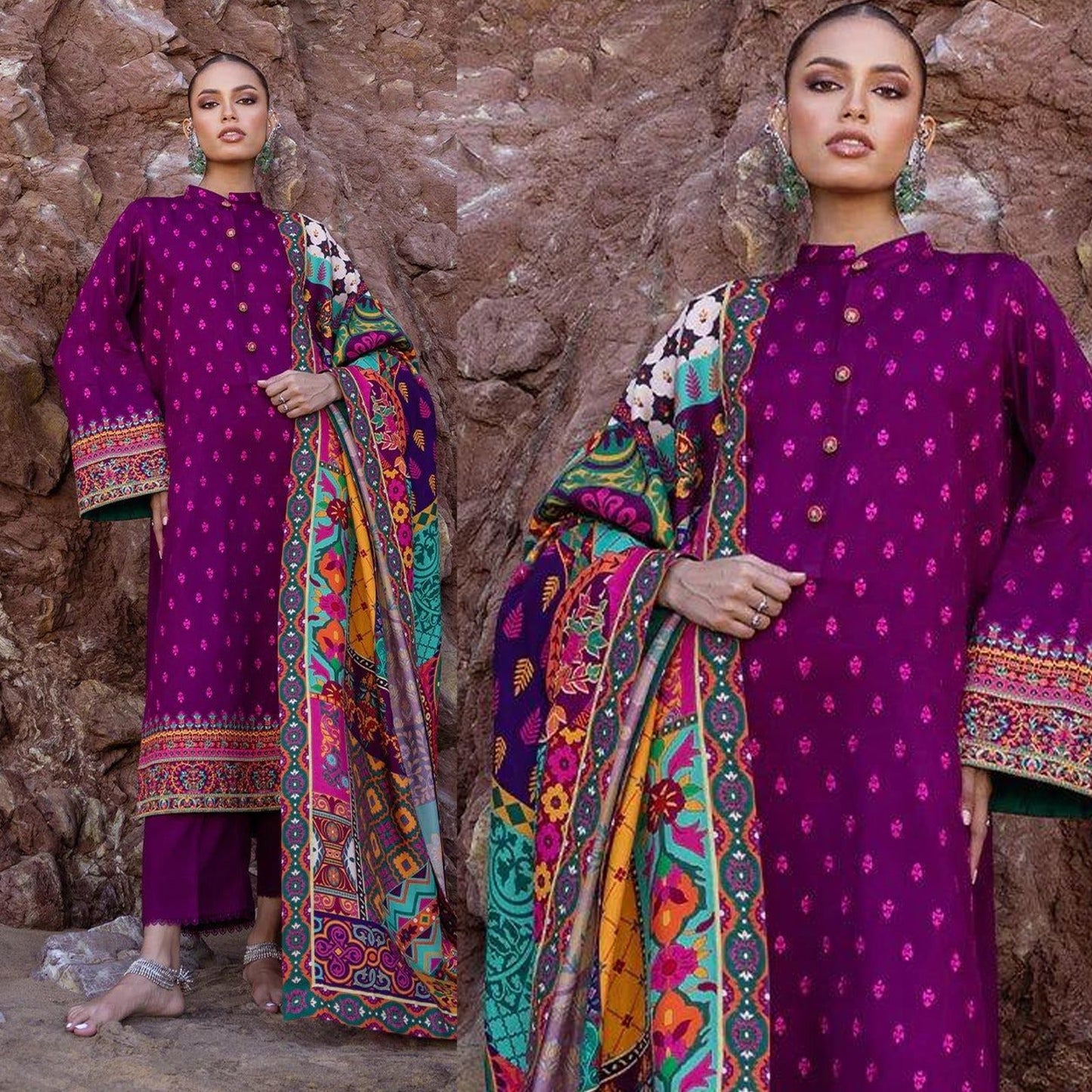 Zainab Chottani 3PC Dhanak Embroidered Shirt With Printed Dupatta-681