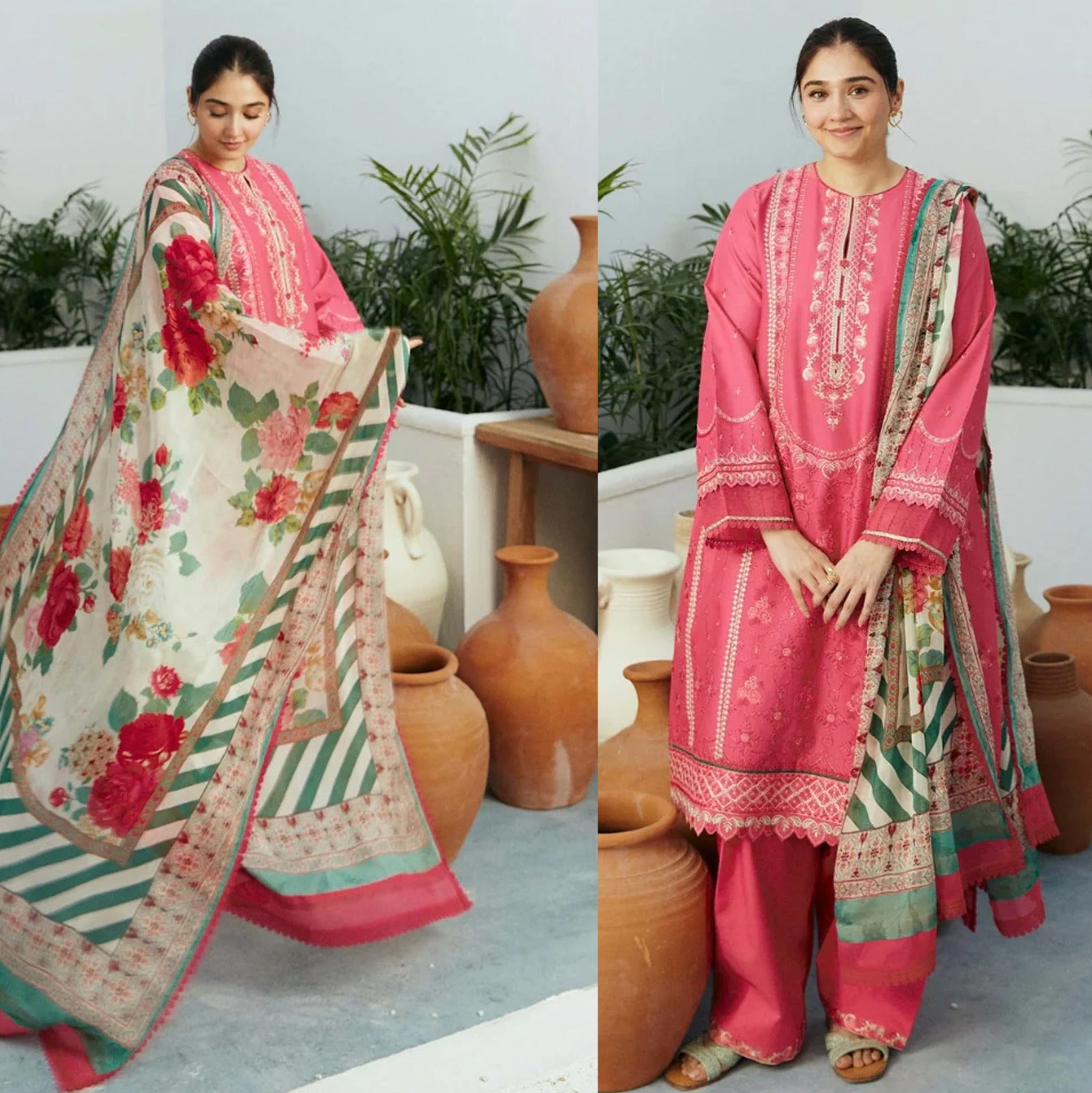 Lawn 3PC  Embroidered Shirt With Printed Dupatta-515