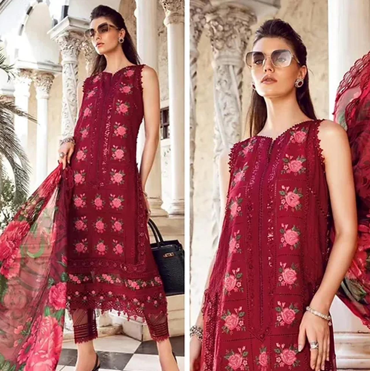 LAWN 3PC EMBROIDERED SHIRT WITH DIGITAL PRINTED DUPATTA-518