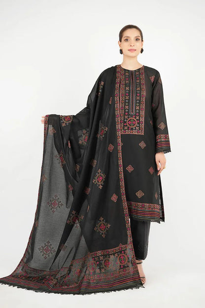 Dhanak-3PC Embroidered Shirt with Dhanak Embroidered Dupatta -3383