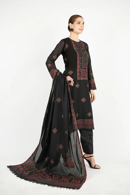 Dhanak-3PC Embroidered Shirt with Dhanak Embroidered Dupatta -3383