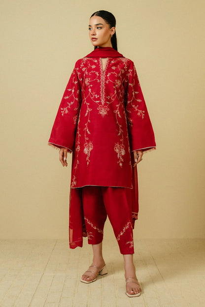 Embroidered 3PC  With Dhanak Embroidered Dupatta-175