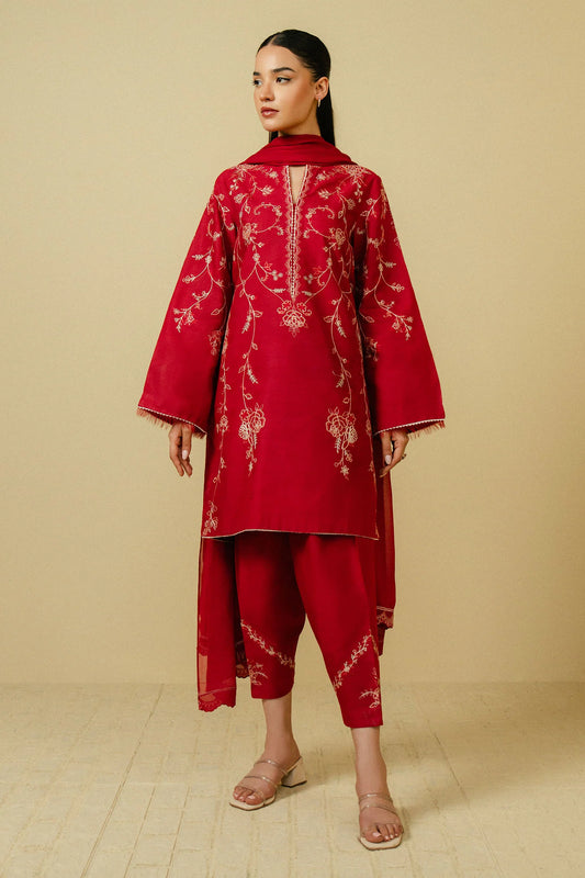 Embroidered 3PC  With Dhanak Embroidered Dupatta-175