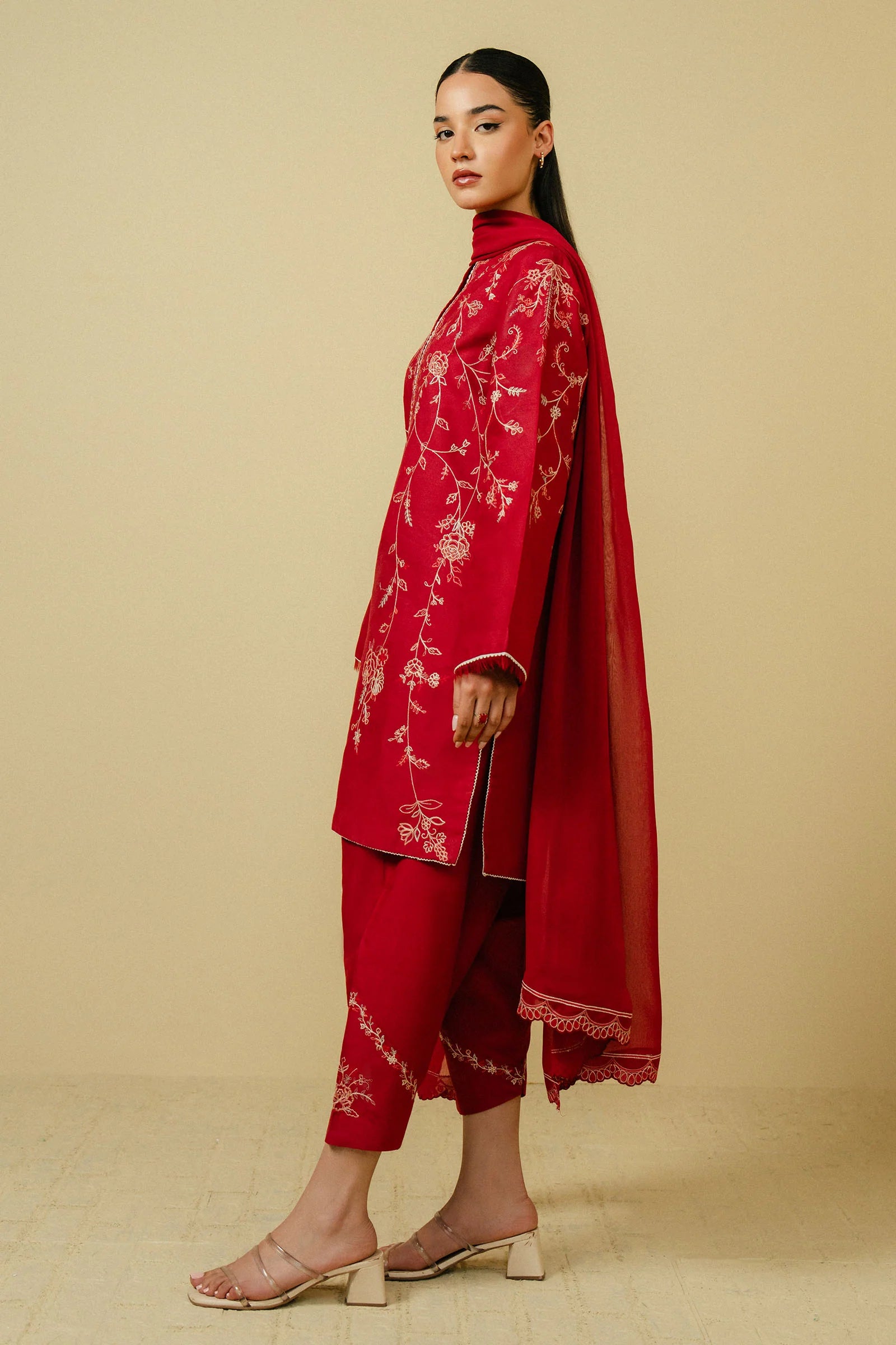 Embroidered 3PC  With Dhanak Embroidered Dupatta-175