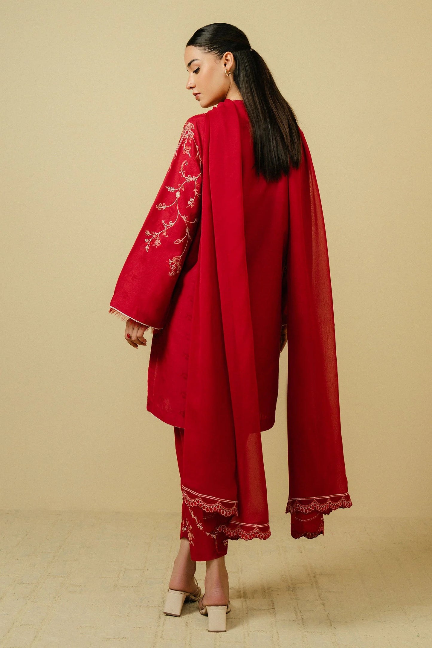 Embroidered 3PC  With Dhanak Embroidered Dupatta-175