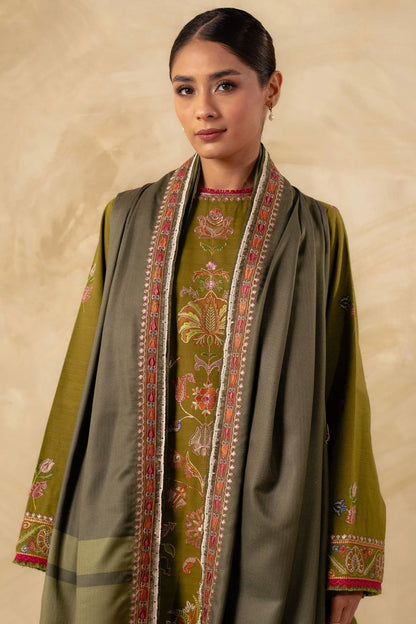3PC Embroidered With Digital Printed Wool Shawl-198
