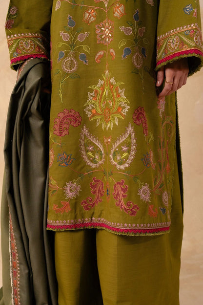 3PC Embroidered With Digital Printed Wool Shawl-198
