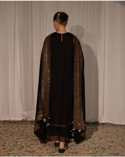 Dhanak-3PC Embroidered Shirt with Organza Sequins Embroidered Dupatta- 3373