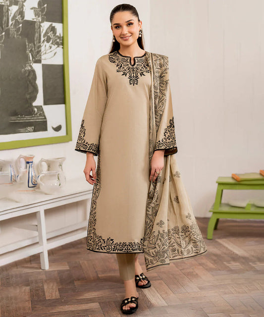 3PC Dhanak Embroidered Shirt With Printed Dupatta-680