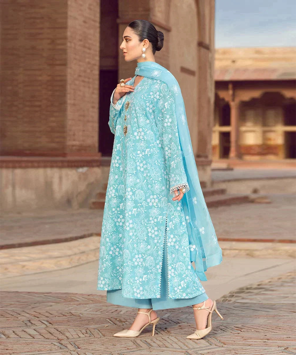 Linen 3PC Embroidered With Chiffon Embroidered Dupatta-674