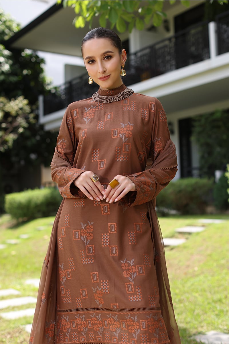 Dhanak 3PC Embroidered With Chiffon Embroidered Dupatta-243