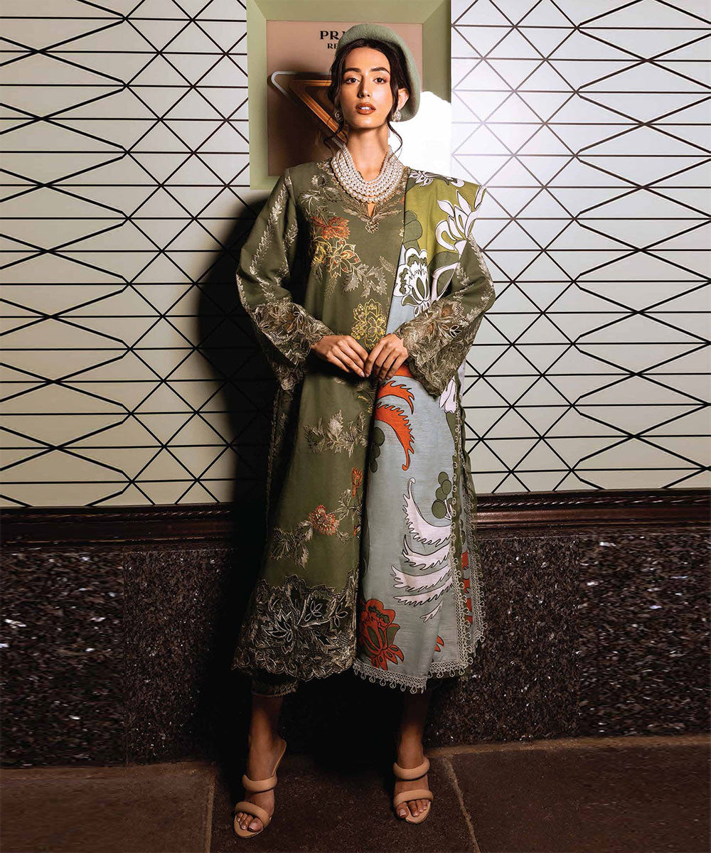 Dhanak 3PC Embroidered With Digital Printed Wool Shawl-103