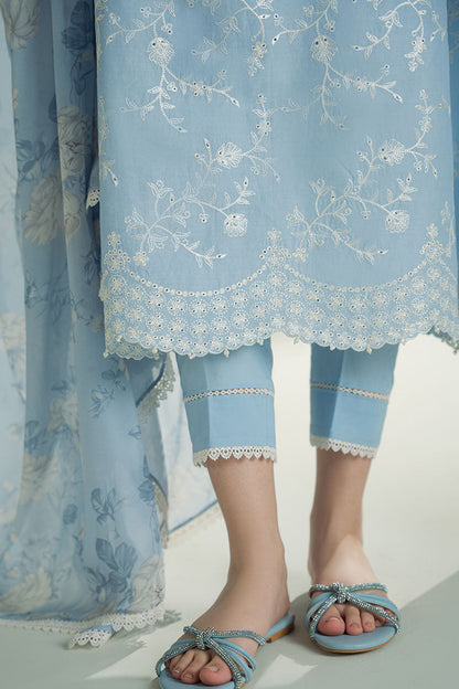 Lawn-3PC Embroidered Shirt with Digital Printed Jacquard Dupatta-1308