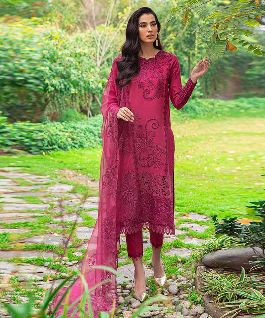 Dhanak 3PC Chekankari Embroidered With Organza Embroidered Dupatta-110