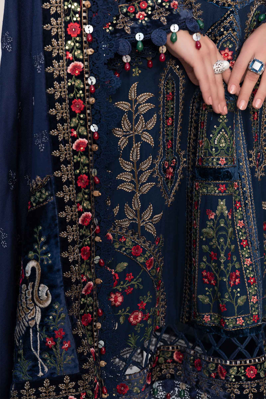 Dhanak 3PC Embroidered Shirt with Dhanak Embroidered Dupatta-3384