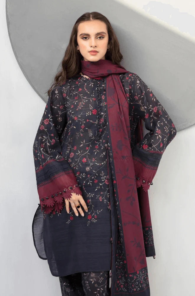 KARANDI 3PC  PRINTED SHIRT WITH KARANDI PRINTED DUAPTTA AND TROUSER-812