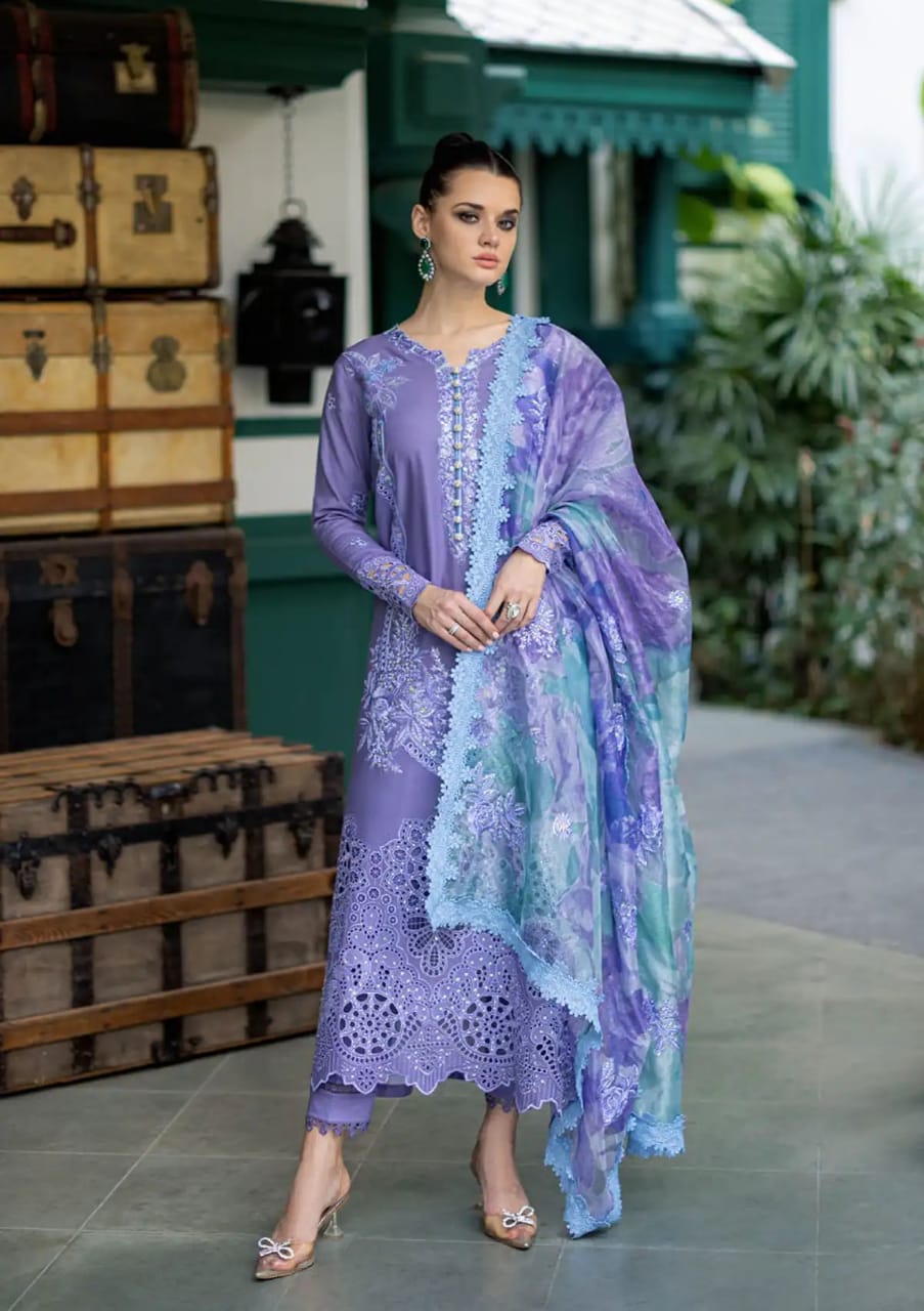 Dhanak-3PC Embroidered Shirt with Digital Printed Wool Shawl -3291