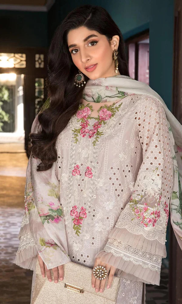 Dhanak 3PC Chikankari Embroidered With Printed Dupatta-676