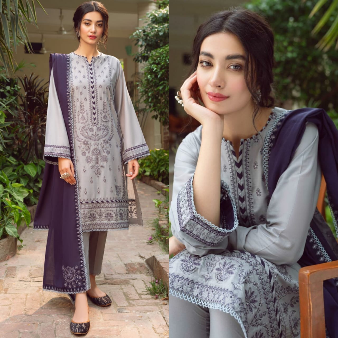Linen 3PC Embroidered Shirt with Chiffon Embroidered Dupatta -578